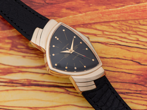 Hamilton Electric Ventura 14K Gold Black Dial Watch