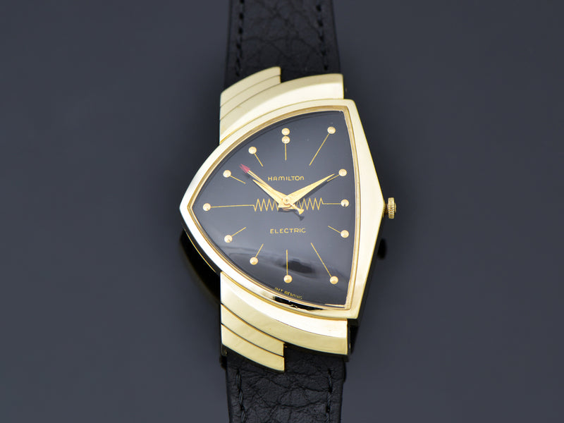 Hamilton Electric Ventura 14K Gold Black Dial Watch