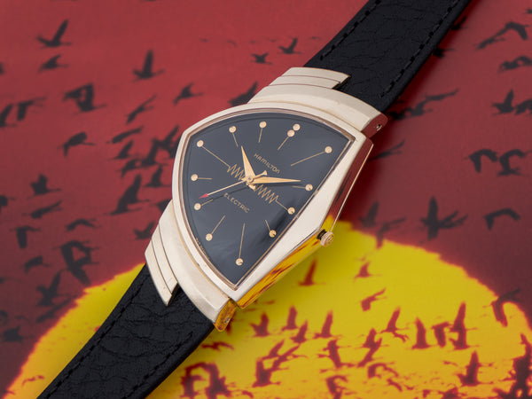 Hamilton Electric Ventura 14K Gold Black Dial Watch S039503