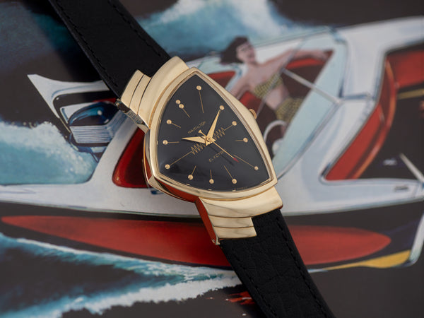 Hamilton Electric Ventura 14K Gold Black Dial Watch