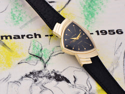 Hamilton Electric Ventura 14K Gold Black Dial Watch
