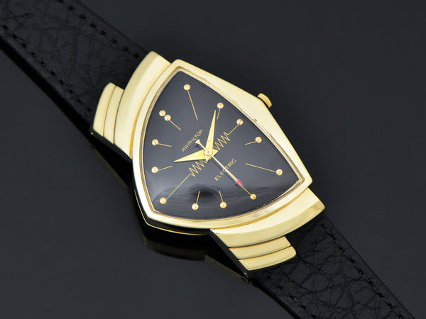 Hamilton Electric Ventura 14K Gold Black Dial Watch