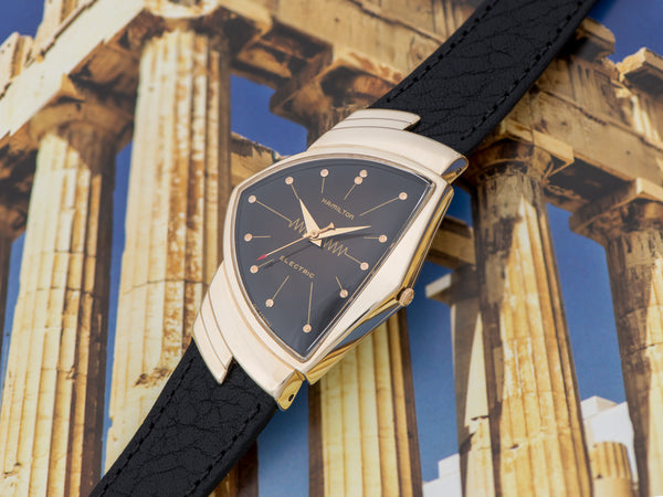 Hamilton Electric Ventura 14K Gold Black Dial Watch