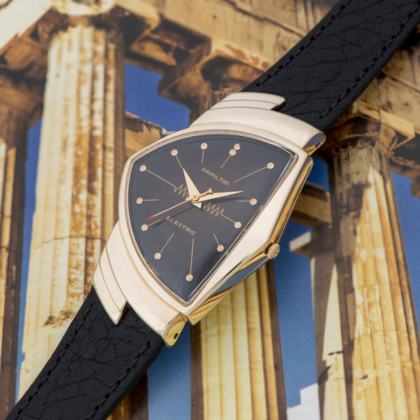 Hamilton Electric Ventura 14K Gold Black Dial Watch | Unwind