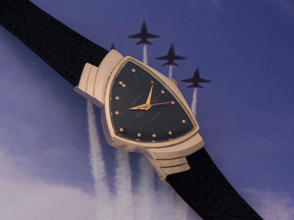 Hamilton Electric Ventura 14K Gold Black Dial Watch