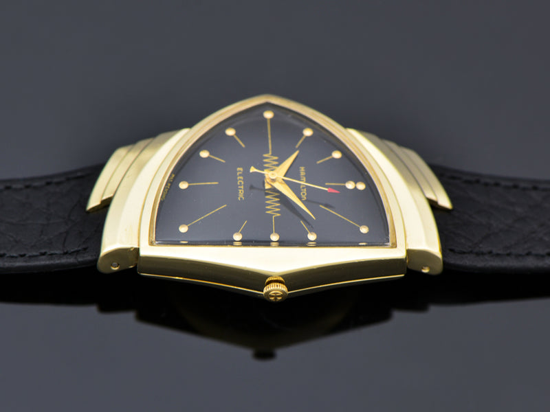 Hamilton Electric Ventura 14K Gold Black Dial Watch