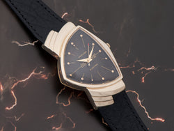 Hamilton Electric Ventura 14K Gold Watch Original Finish Black Dial