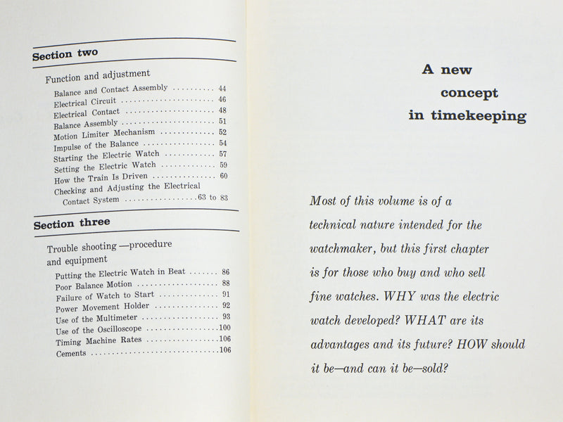 Hamilton Electric Watch Repair Manual Table of Contents