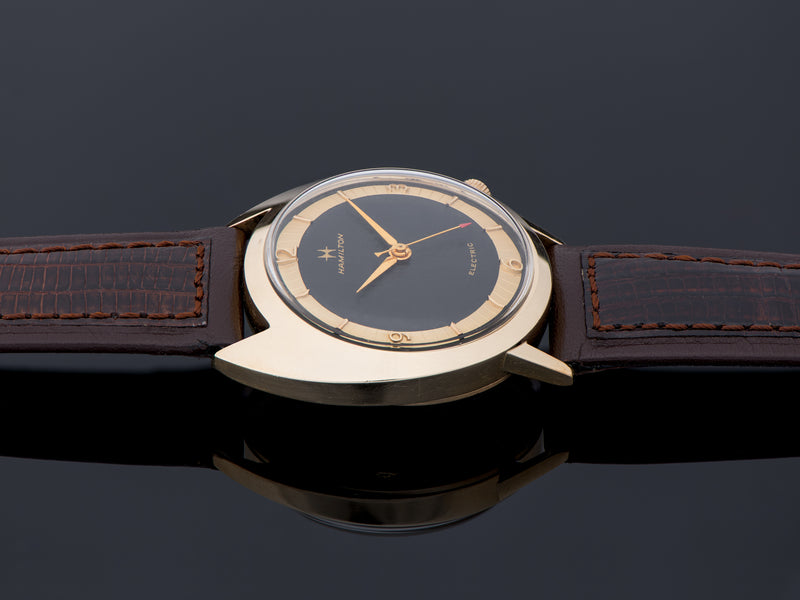 Hamilton Electric Saturn Watch Yellow Gold Filled with Original Finish Black Dial