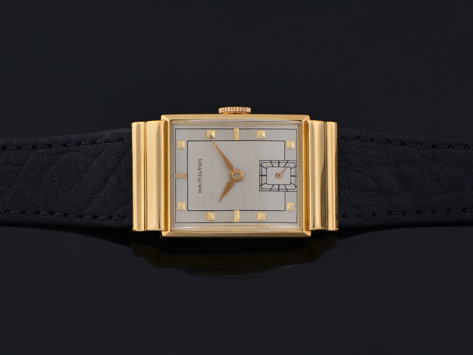 ジャンク　HAMILTON ゴールド腕時計　ジェント 60周年記念ベンチュラ 黒文字盤 フレックス（蛇腹ベルト