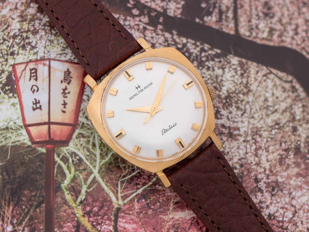 Hamilton-Ricoh Electric 555E Engine Turned Bezel Watch