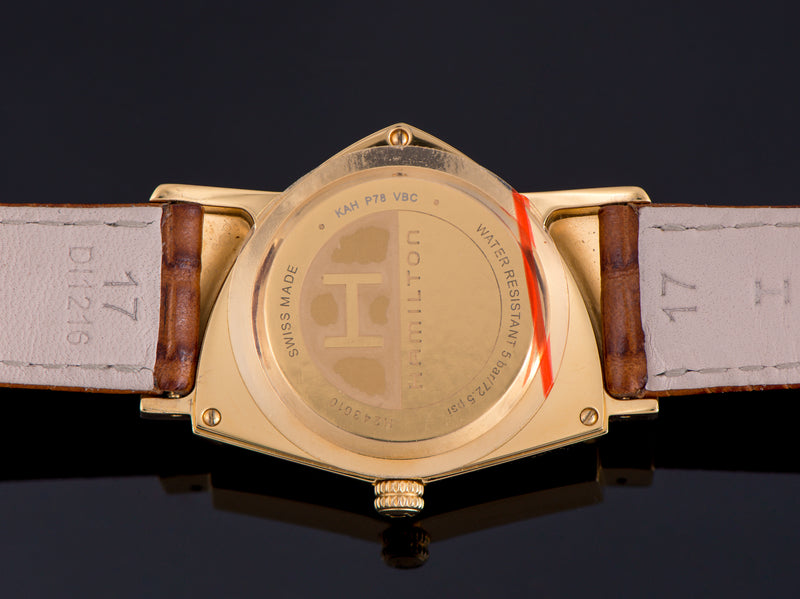 Hamilton Ventura Reissue Gold Tone Watch Case Back With Original Protective Cover