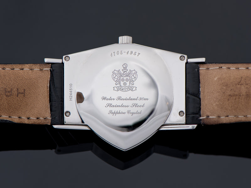 Hamilton Ventura Reissue Limited 50th Anniversary Edition Watch Stainless Steel H244210 #1705/1957 Case Back