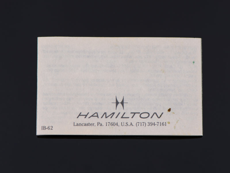 Hamilton Wilshire Watch Reissue Limited Edition Quartz Guarantee Back