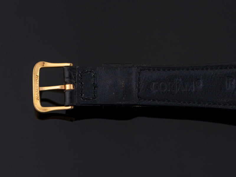 New Old Stock Hamilton marked Corfam Crocodile Grain Black Strap with Hamilton marked Gold Filled Buckle