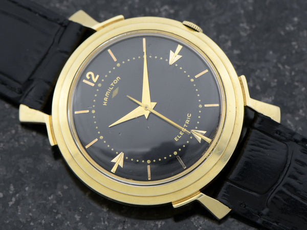 Hamilton Electric 14K Van Horn Black Dial Vintage Watch