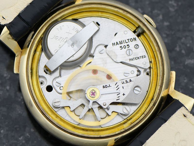 Hamilton Electric 14K Van Horn Black Dial Vintage Watch 505 Electric Movement