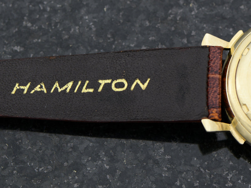 New Old Stock Genuine Leather Hamilton Strap with Hamilton Marked Gold Filled Buckle