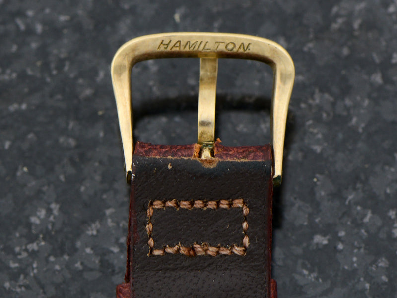 New Old Stock Genuine Leather Hamilton Strap with Hamilton Marked Gold Filled Buckle