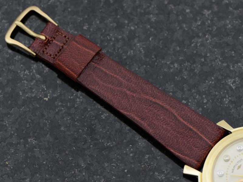 New Old Stock Genuine Leather Hamilton Strap with Hamilton Marked Gold Filled Buckle