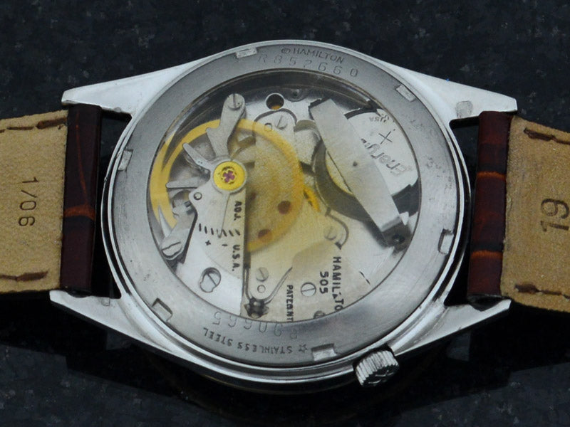 Hamilton Electric Clearview White Dial Vintage Watch Display Back Caseback