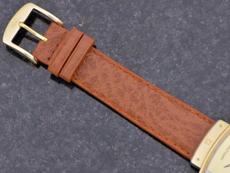 Genuine Leather Buffalo Grain Brown Band with Gold Colored Buckle