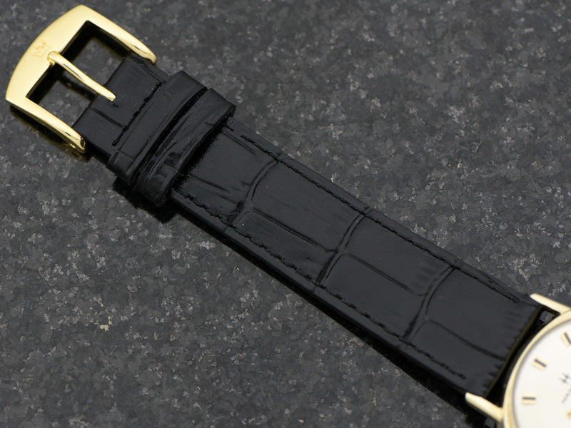 new genuine leather Black Alligator Grain Band with Matching Gold Colored Buckle
