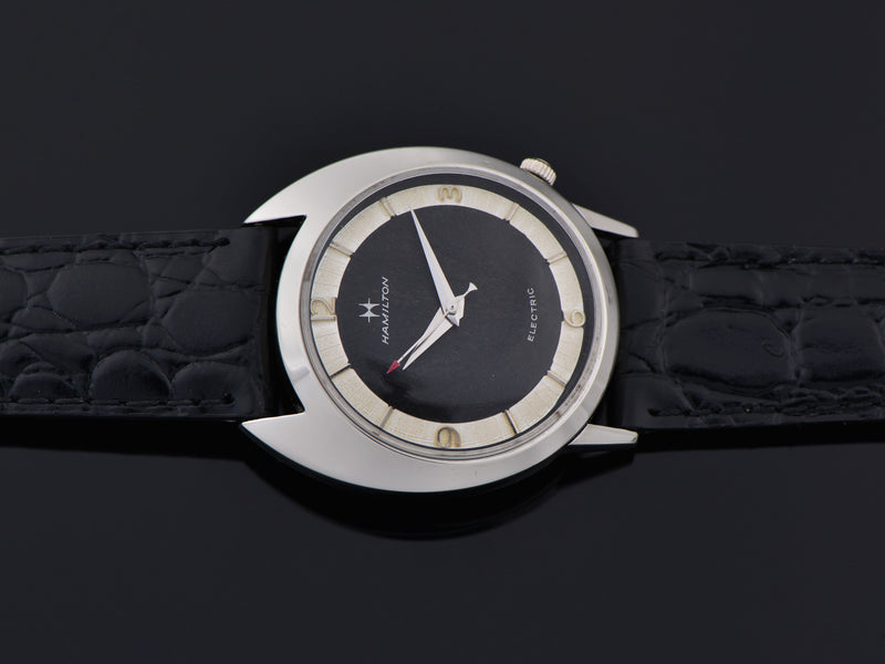 Hamilton Electric Saturn White Gold Filled Original Black Dial Watch