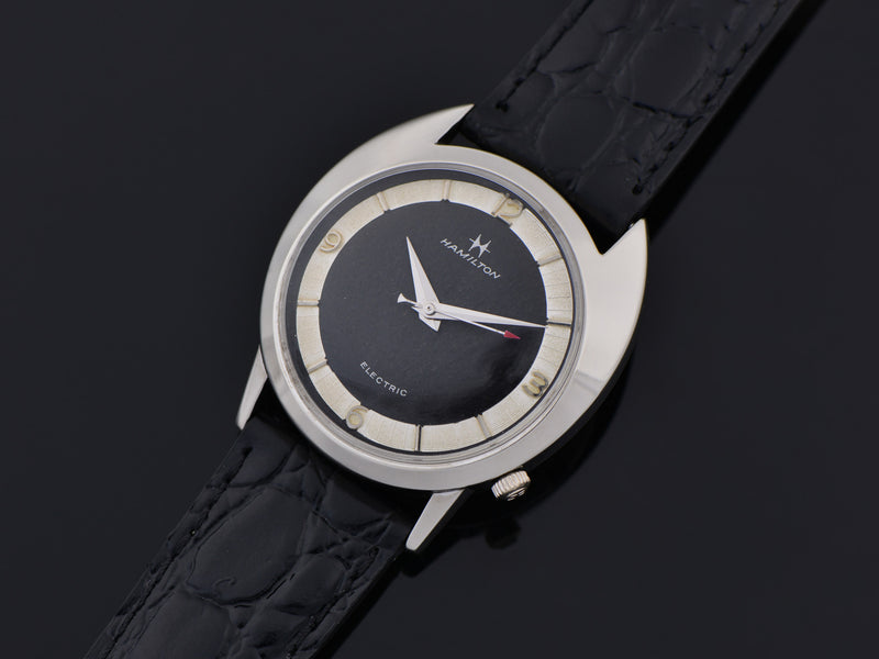 Hamilton Electric Saturn White Gold Filled Original Black Dial Watch