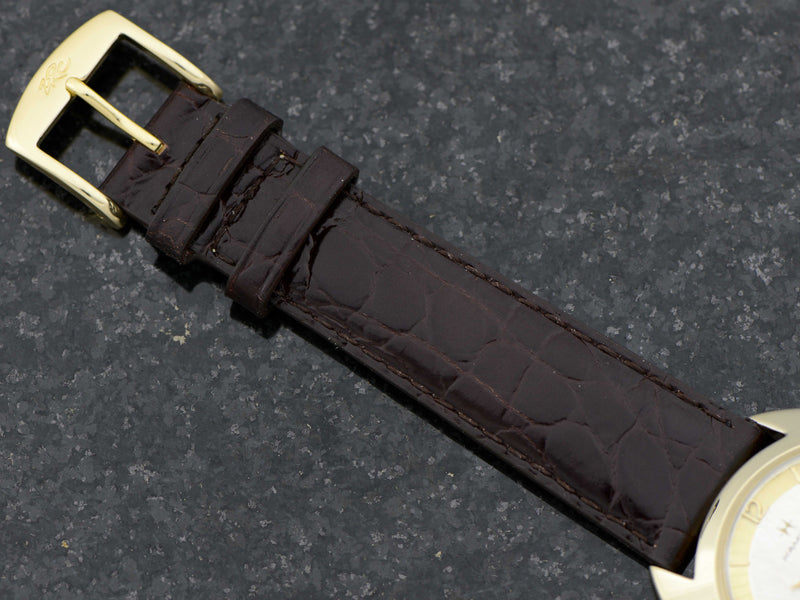 Genuine Leather Lizard Grain Black Band with matching Silver Colored Buckle