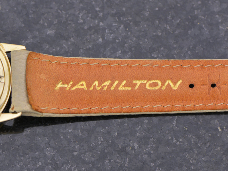 New Old Stock Original Tan Spectra Strap with 14K Hamilton Signed Buckle
