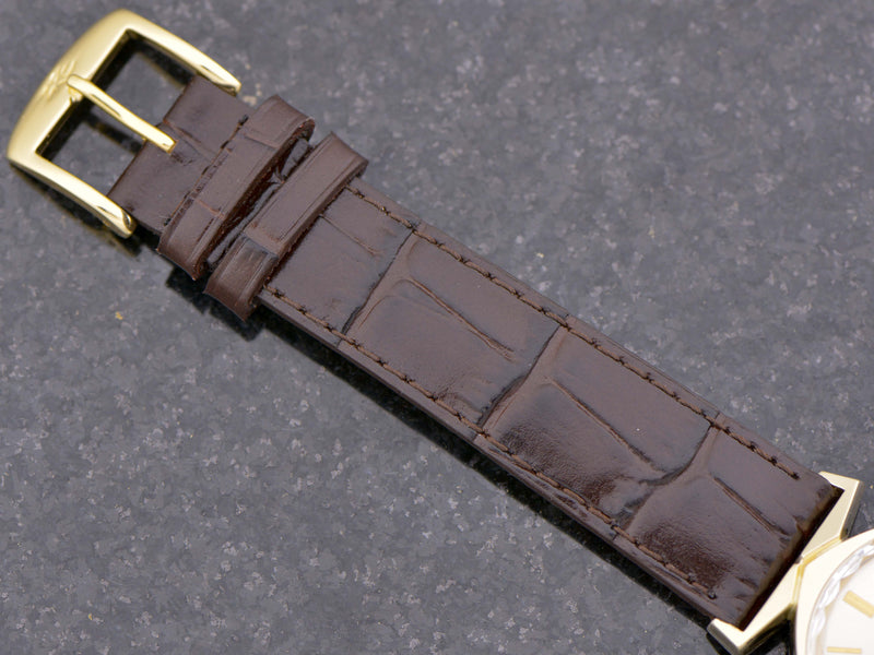 new Genuine Leather Brown Alligator Grain Band with Matching Gold Colored Buckle