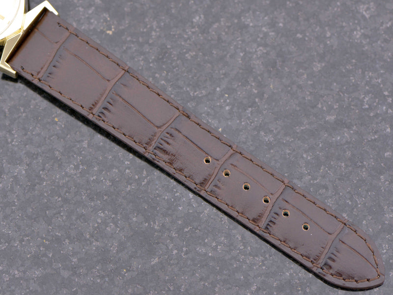 new Genuine Leather Brown Alligator Grain Band with Matching Gold Colored Buckle