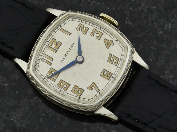 Hamilton Cushion White Gold Filled Watch