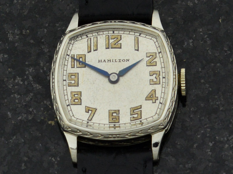 Hamilton Cushion White Gold Filled Watch