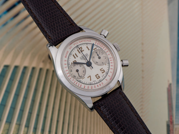 Heuer Pulsations Landeron 51 Stainless Steel Chronograph Watch