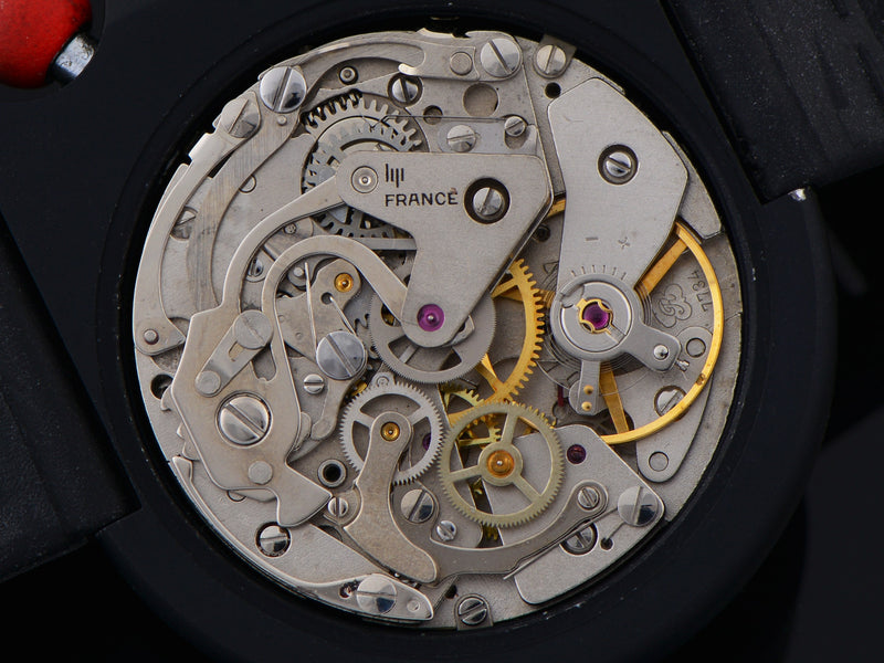 LIP Mach 2000 Dark Master Chronograph Roger Tallon Designed Watch Manual Wind Valjoux 7734 Movement