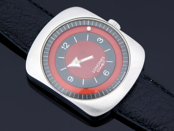 Longines Comet "Mystery Dial" Watch Maroon Dial Vintage Watch