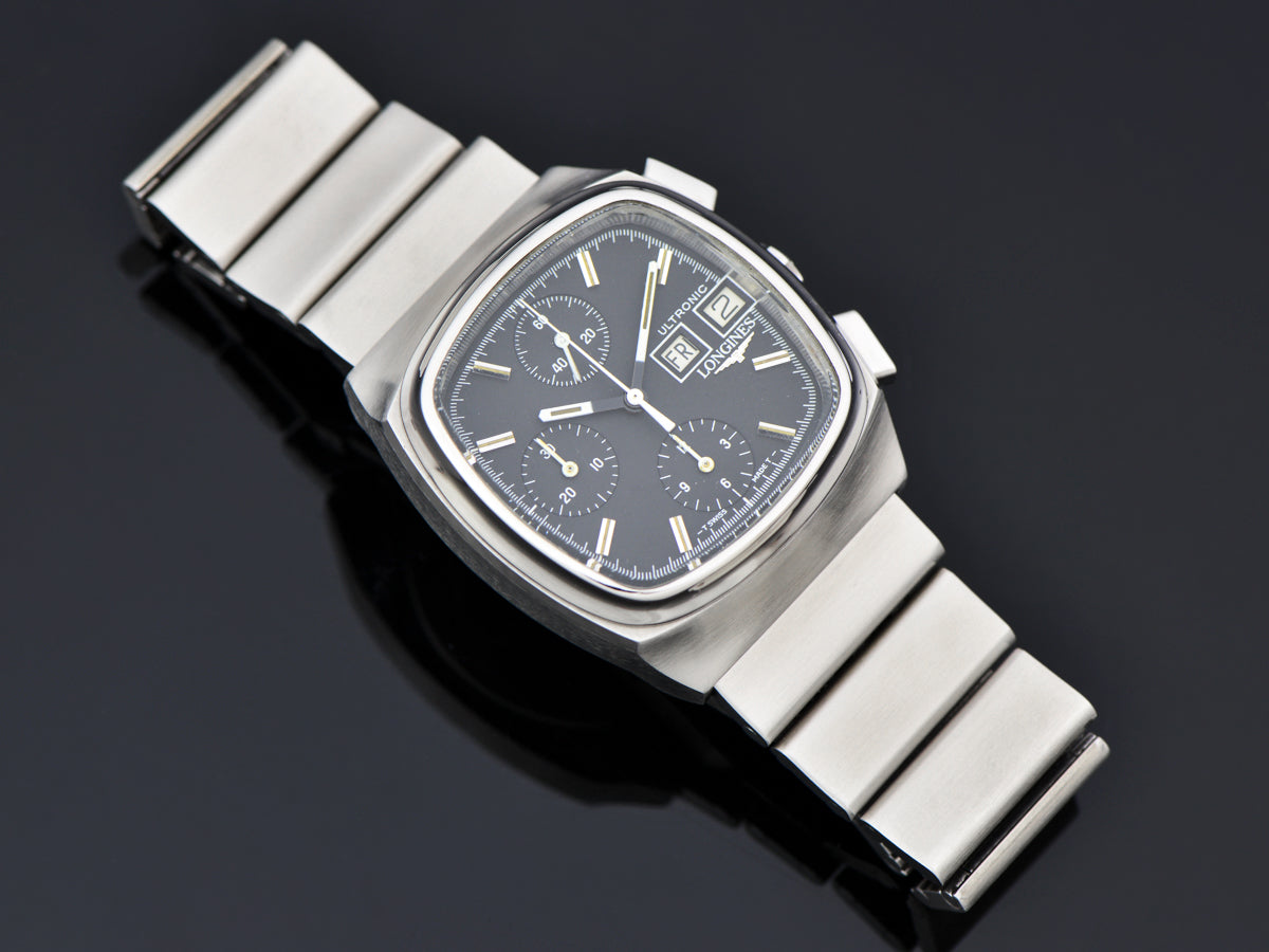 Longines Ultronic Chronograph Day Date Steel Watch Bracelet