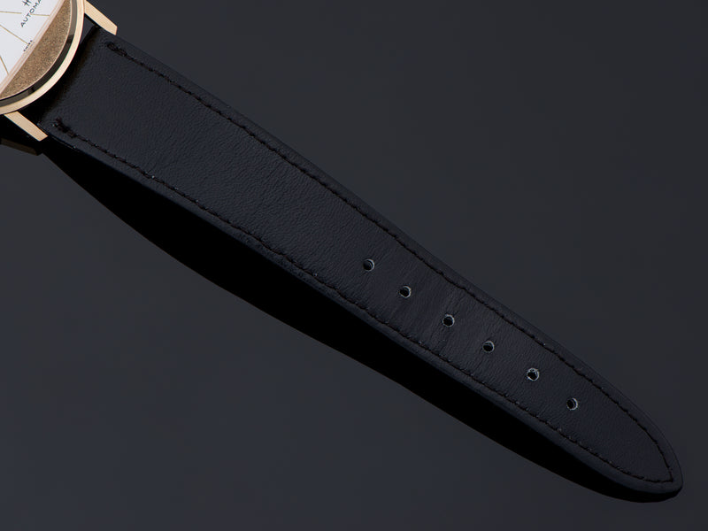 NOS Genuine Leather Black Hamilton marked strap with Hamilton