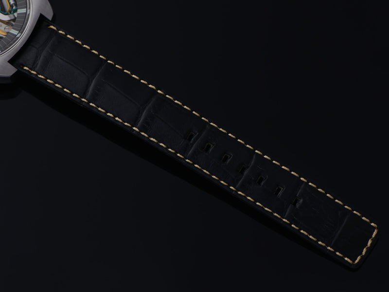 New Genuine Leather Black Alligator Grain Watch Strap
