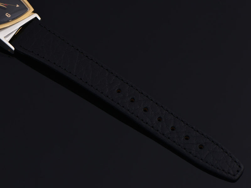 New Genuine Leather Black Calf Grain Watch Strap