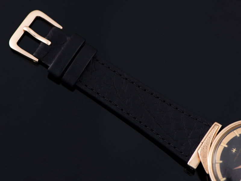 New Genuine Leather Black Crocodile Grain Strap with matching Gold Tone Buckle