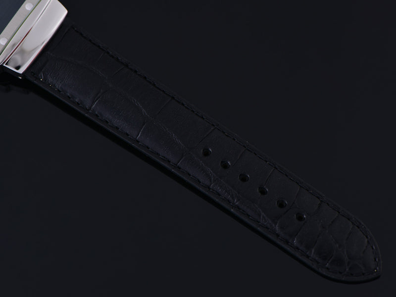 New Genuine Leather Black Crocodile Grain Watch Strap