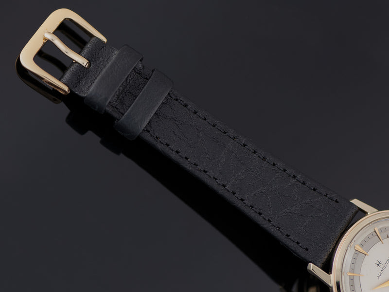 Brand New Genuine leather Black Watch Strap with Matching Gold Tone Buckle