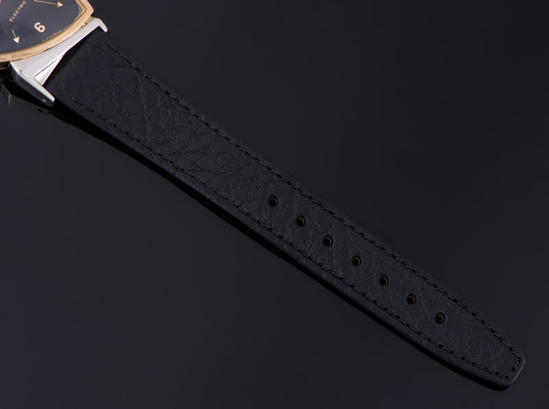 New Genuine Leather Black Watch Strap