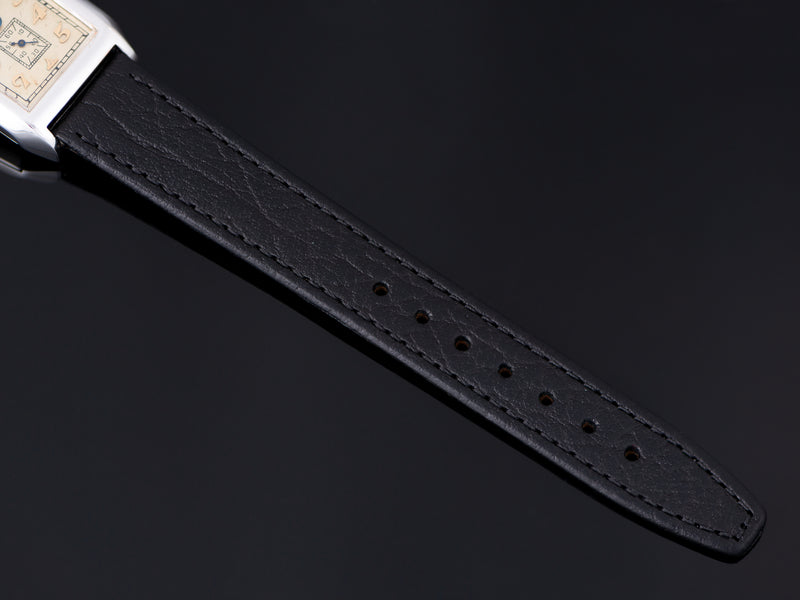 New Genuine Leather Black Watch Strap