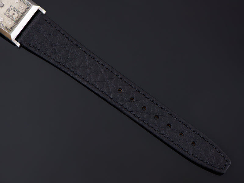 New Genuine Leather Black Watch Strap