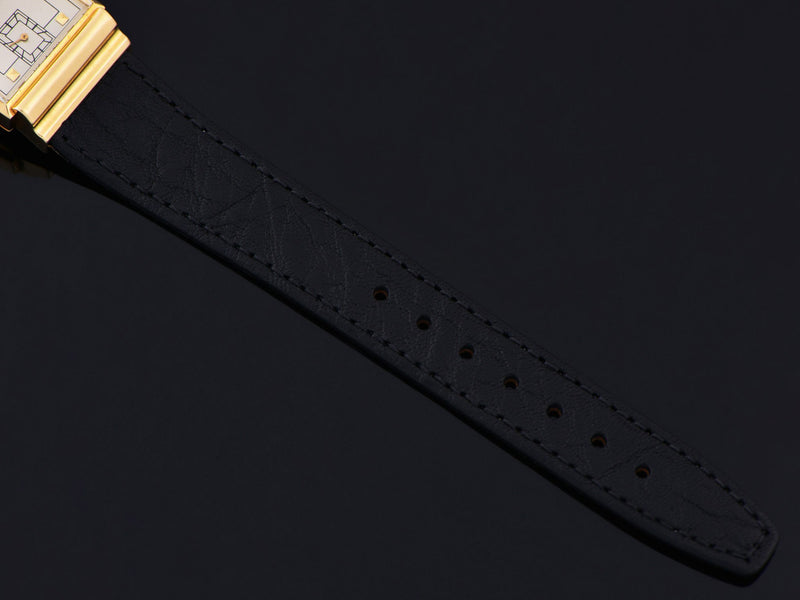 New Genuine Leather Black Strap with Gold Tone Buckle