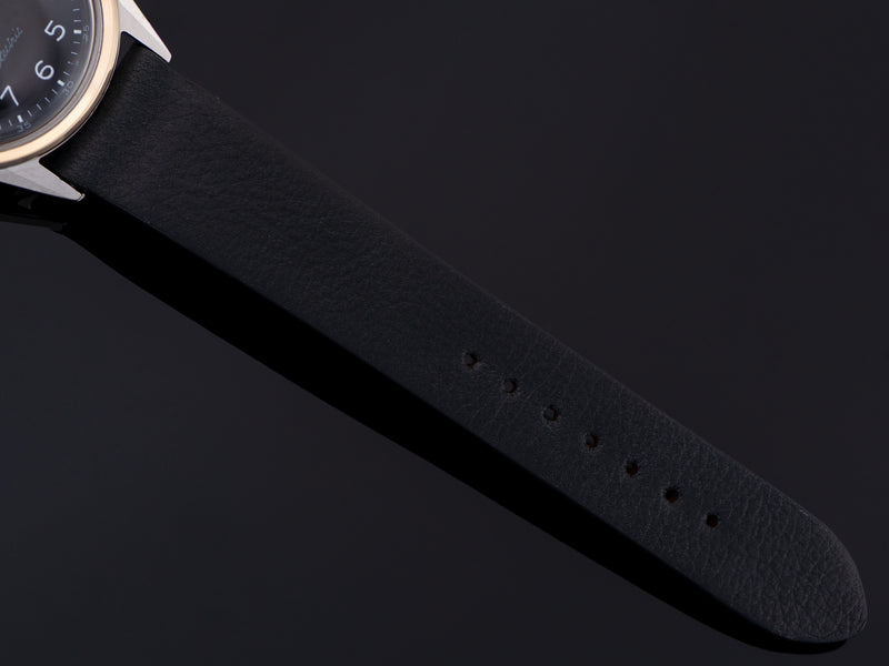 New Genuine Leather Black Watch Strap